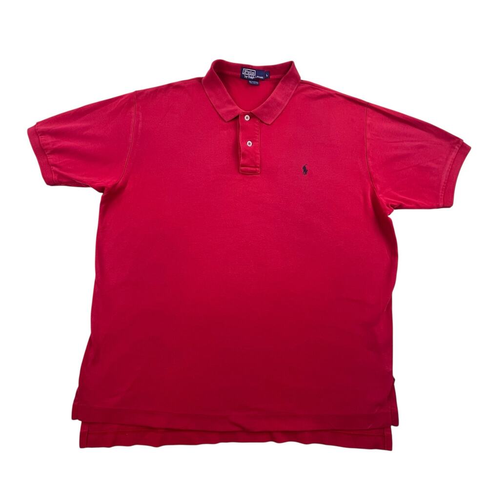 Polo Ralph Lauren red button up collared short sleeve shirt, size large